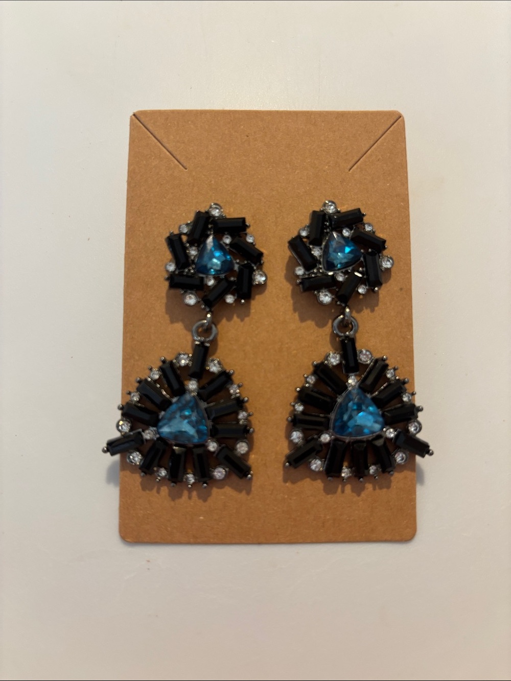 Fashion Jewelry Blue and Black Crystal Drop Earrings